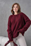 Burgundy Soft Textured Long Sleeve Knit Sweater - 2