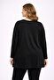 Women's Plus Size Black, Print and Stone Detailed Viscose Long Sleeve Blouse 65N39343 - 7