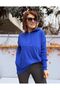 Women's Hooded Knitwear Cobalt Blue - 2