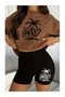 Women's Live Love Printed T-Shirt and Short Leggings Bottom Top Set