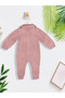 Baby Girl Knitwear Jumpsuit Buttoned Collar Detailed Long Sleeve Winter Baby Jumpsuit Pink - 3