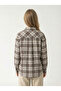 Women's Plaid Patterned Oversize Lumberjack Shirt - 4