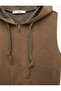 Viscose Blended Hooded Sleeveless Zippered Cardigan with Pocket Detail - 5