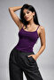 Women's Purple Strappy Crop Tank Top - 7