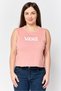 Women Round Neck Sleeveless Brand Logo Tank Top, Rose Dawn