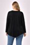 Women's Plus Size Black, Print Stone Detail, Asymmetric Viscose Blouse 65N39345 - 5