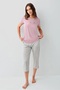 Plerre Cardln Modal Cotton Circular Neck Short Sleeve Women's Capri Pajama Set 9172