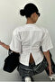 Women's White Short Sleeve Backless Slim Fit Blouse/T-Shirt - 8