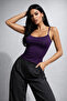 Women's Purple Strappy Crop Tank Top - 6