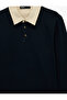 Regular Fit Long Sleeve Cotton Color Contrast Buttoned Polo Neck Sweatshirt - 5