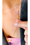 Long Necklace with Amtist Natural Stone on Steel Chain - 3