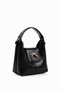 Crinkled Textured Black Shk214 Bow Detail, Single Compartment with Snap Fasteners, Crossbody Strap Hand, Arm and Shoulder Bag - 2