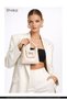 Crinkle Textured Cream Shk214 Single Compartment Hand, Arm and Shoulder Bag with Bow Detail, Snap Fasteners and Crossbody Strap - 7