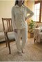 Cotton Long Sleeve Pocket Detail Women's Pajama Set - 2