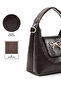 Crinkled Textured Brown Shk214 Single Compartment with Bow Detail, Snap Fasteners, Cross Straps for Hand, Arm and Shoulder - 5