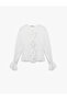 White Women's Blouse with Ruffled Bow 6Wal60047Iw
