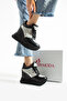 New Season Black Hidden Wedge Heel Sneakers Heel Height Total 10 cm - 2