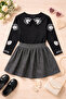 Girl's Black Patterned Blouse & Glitter Skirt Set I Special Design I Shiny Skirt Combination I 3-9 Years Old - 2