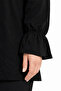 Women's Plus Size Black Square Neck Lace Detailed Long Elasticated Bolankol Blouse - 4
