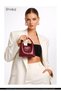 Crinkled Textured Burgundy Shk214 Single Compartment Handbag, Handbag, and Shoulder Bag with Bow Detail, Snap Fasteners, and Crossbody Strap - 7