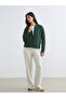 Lcwaikiki Basic Green College Collar Oversized Women's Zippered Sweatshirt - 2