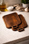 2-Piece Natural Wood Roasting Plate Nihale Small Presentation Plate, Accessory Organizer 19 X 23 cm