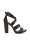 Women's Black Thick Heeled 3-Stripes Evening Dress Shoes - 3