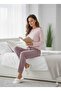 Velvet Powder Color a Quality Elastic Band Detailed Bottom Pajamas - 2