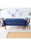 Navy Blue Linen Ruffle Tablecloth - 2