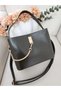 Women's Strap Hand and Shoulder Bag |   Chain Detailed Three Compartment Faux Leather Bag (Width: 23 Length: 18) - 5