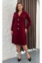 Women's Plus Size V-Neck Seashell Brooch Long Sleeve Stretchy Midi Evening Dress 25101 - 4