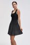 Striped Ruffled Short Strap Dress - 5