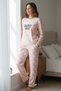 Thermal Long Sleeve Pocket Dusty Pink Women's Pajama Set - 4