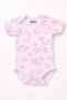 Short Sleeve Lamb Patterned Baby Girl Snap Fastener Bodysuit - 2