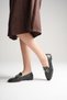 Women's Bitter Brown Suede Gold Buckle Orthopedic Lightweight Stylish and Comfortable Loafer Moccasin Ballet Shoes - 4