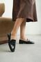 Women's Black Shiny Leather Look Blunt Toe Soft and Lightweight Orthopedic Loafer Ballet Shoes