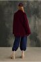 Belt Detailed Coat Burgundy - 4