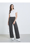 Women Charcoal Ribbed Wide Leg Pants