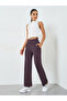 Women Rubber Logo Self Fabric Straight Leg Pants