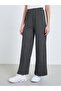 Women Charcoal Ribbed Wide Leg Pants - 2