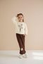 Girl's 2-Piece Set with Cream Floral Embroidery Detailed Badge Jean Pants 23511 - 7