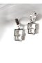 Rasha Design Modern Minimalist Steel Hoop Earrings - Crystal Elegance - 3
