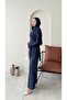 Scuba Suit with Tied Waist Trousers – Navy Blue - 8