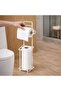 Square White Stand Multi-Purpose Metal Toilet Paper Holder with Spare Roll Compartment - White Square - 4