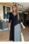 Women's Long Sleeve V-Neck Midi Modal Dress