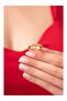 Orange Heart Princess Model Gold Color Stainless Steel Ring - 2