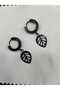 Steel Hoop Earrings Black Color Leaf Model Jewelry Accessory