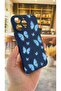 iPhone 13 Pro Max Compatible Blue Butterfly Patterned Silicone Shock-Absorbing Classic Protective Rubber Case - 3