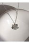 Blue Floral Kitty Necklace with Zircon Stone - Silver Color