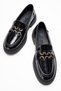 Genuine Black Patent Leather Women's Metal Buckle Detailed Women's Loafer Shoes Lightweight Comfortable Modern Design - 5